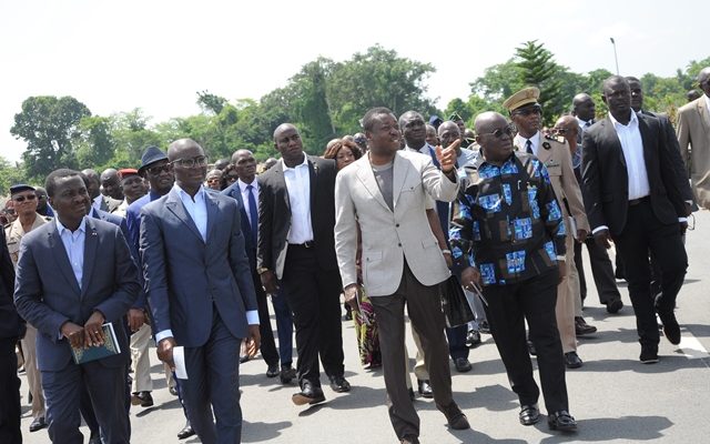  Faure Gnassingbé et  Nana Akufo-Addo sur le site du  Poste de Contrôle Juxtaposé de Noépé et au Port Autonome  de Lomé