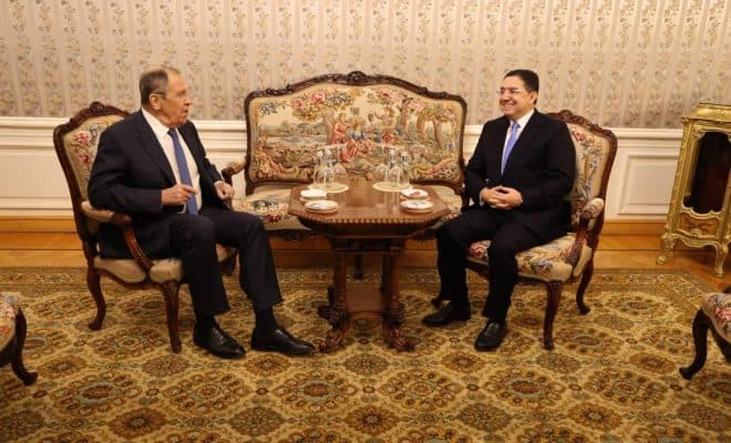  Le ministre des Affaires étrangères marocain Nasser Bourita s’entretient à Moscou avec son homologue russe Sergueï Lavrov